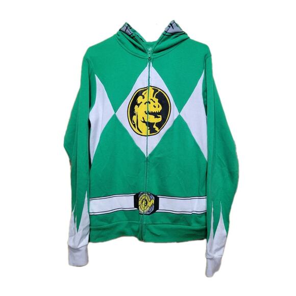 Mighty Morphin Power Rangers Costume Hoodie Full Zip Mens Small Green - Picture 2 of 7
